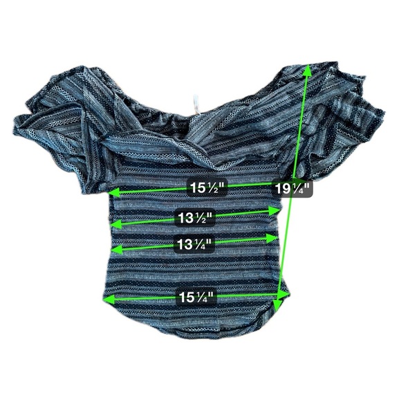 Free People Black Combo Off-Shoulder Ruffle Smocked Top | Size Large - Picture 7 of 16